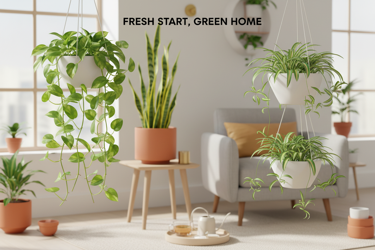Homepage hero banner featuring lush houseplants